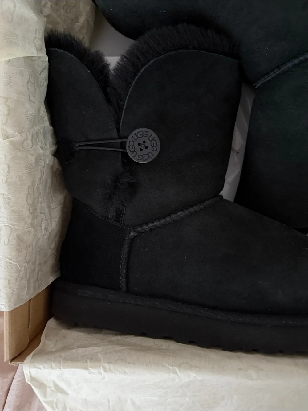 UGGS Black Button-Accent Shearling Boots - Women